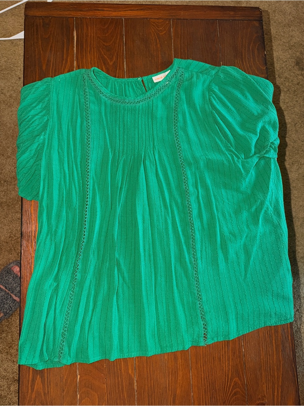 Knox Rose Emerald Green Pleated Short Sleeve Blouse